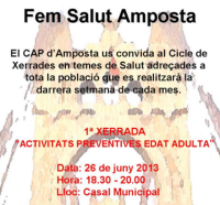 FEM SALUT AMPOSTA. Cicle de xerrades en temes de salut.