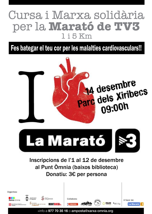 Ajuntament d´Amposta > Comunicació > El 14 de desembre fes bategar el teu cor a favor de les malalties cardiovasculars!!!