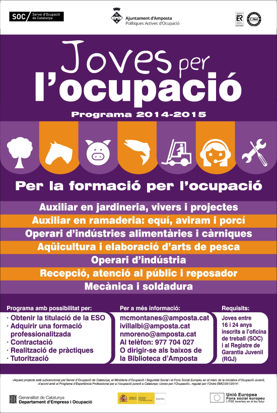 Ajuntament d´Amposta > Comunicació > NOU PROGRAMA JOVES PER L’OCUPACIÓ!!!!!!!