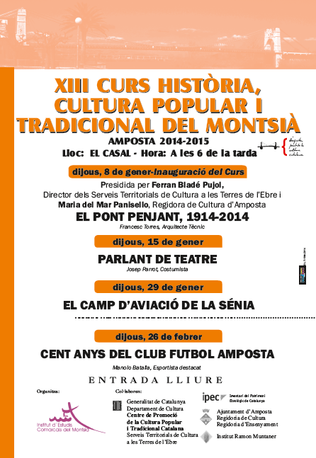 Ajuntament d´Amposta > Comunicació > XIII Curs Història, Cultura Popular i Tradicional del Montsià