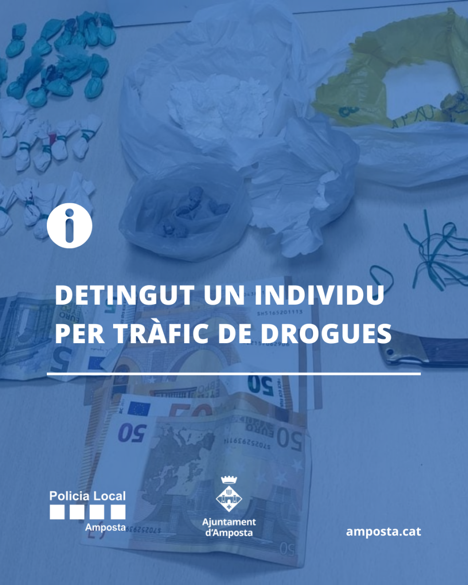 La Policia Local deté una persona per tràfic de drogues