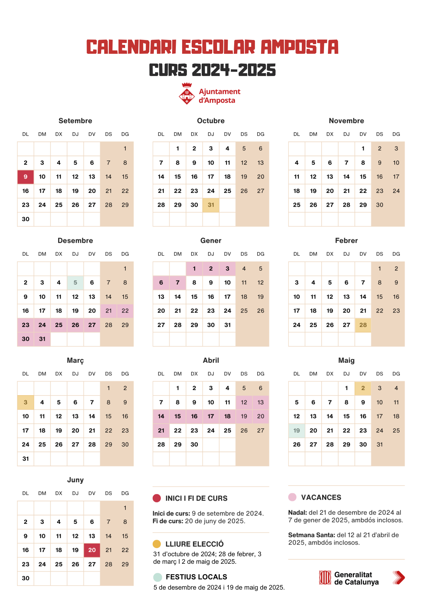 Calendari escolar 2024-2025