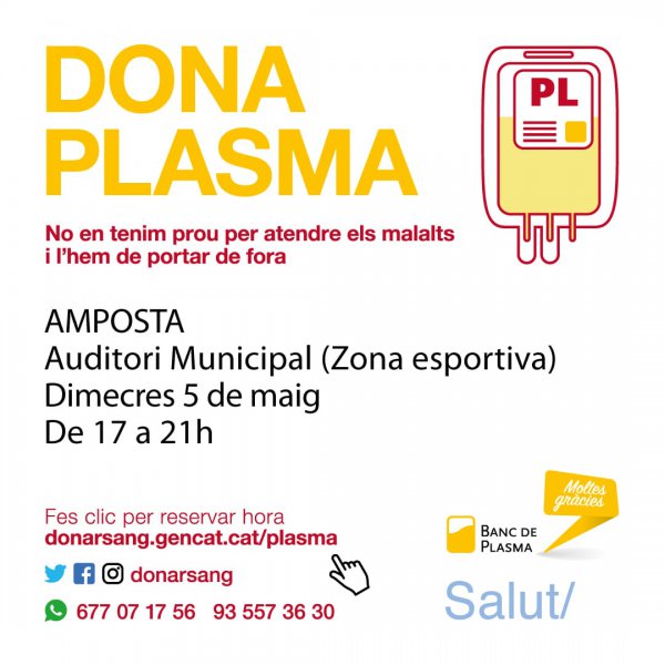 Amposta, el primer municipi de Tarragona amb una jornada de donació exclusiva de plasma