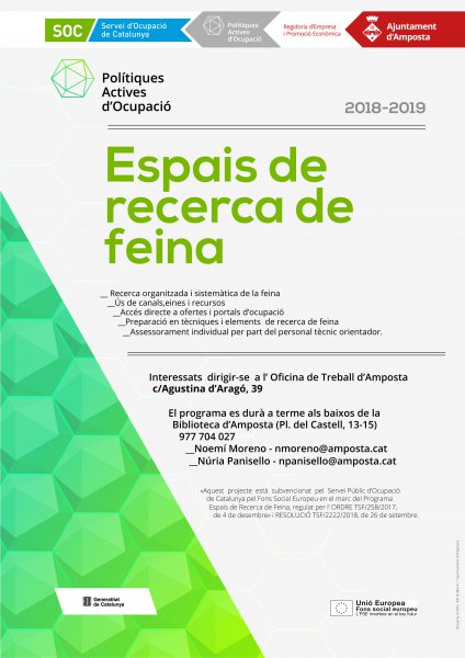 Arranca una nova convocatòria del programa d’Espais de Recerca de Feina