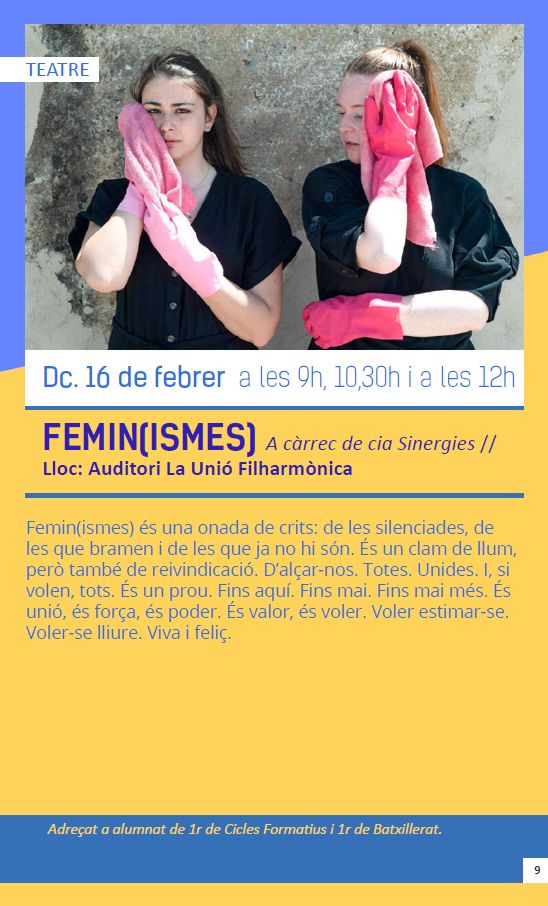 Ajuntament d´Amposta > agenda > Teatre: FEMIN(ISMES) a càrrec de cia Sinergies