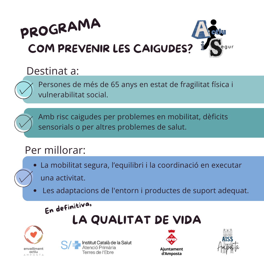 Actiu i Segur, nou programa per a previndre les caigudes a casa de la gent gran