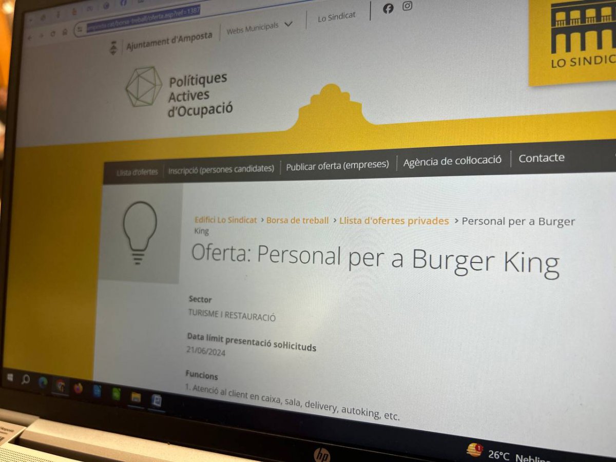 Lo Sindicat i Burger King signen un conveni de col·laboració per al procés de selecció de l’equip del nou establiment d’Amposta