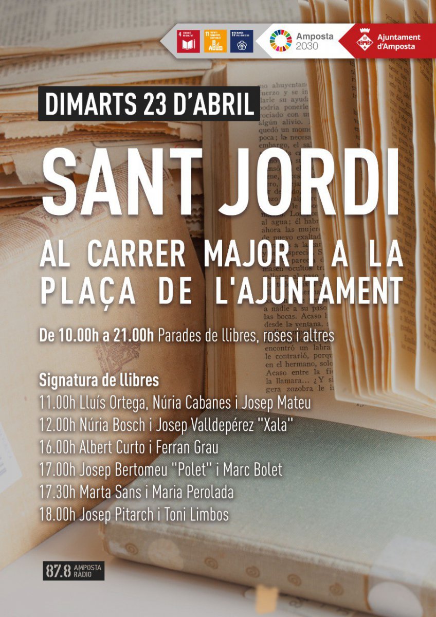 El carrer Major i la plaça de l’Ajuntament s’ompliran de llibres i roses per Sant Jordi